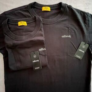 allbirds Organic Cotton T Shirts Mens Size S Black Short Sleeve Crew Neck 2 Ct